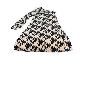 V Fish Womens Mini Dress Two Way Sleeves Abstract Black White Large one shoulder